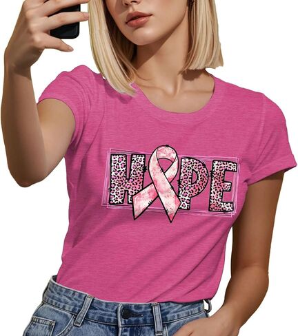 PQZ Breast Cancer Shirts for Women Cancer Awareness Tee Womens Butterfly Tee Shirt Cancer Survivor Tops in Saudi Arabia