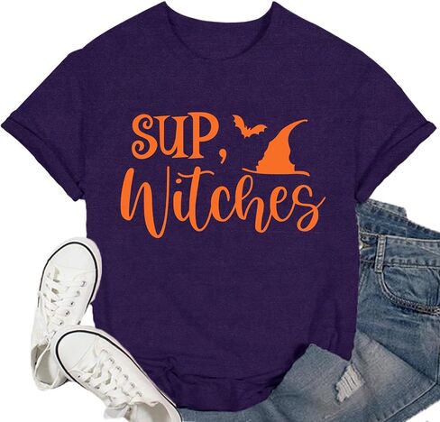 Halloween Shirts for Women Halloween Witch T-Shirt Hocus Pocus Tee Tops in Saudi Arabia