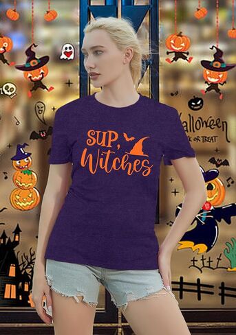 Halloween Shirts for Women Halloween Witch T-Shirt Hocus Pocus Tee Tops in Saudi Arabia