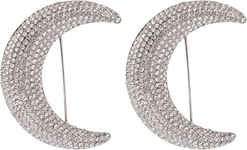 PACKOVE كامل الماس القمر بروش دعوى بروش دبوس معدني دعوى مجوهرات دبوس دبابيس القمر بروش شارة بروش الملابس سترة بروش دبوس الجمالية شال سبيكة الراين ملكة جمال in Kuwait