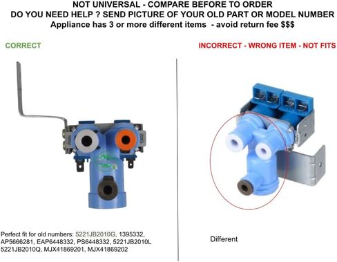 GLOB PRO SOLUTIONS 5221JB2010G 5221JB2010J 5221JB2010L 5221JB2010Q Frigde Water Inlet Valve Assembly 2 Coil 5" ¼ length Approx. Replacement for and compatible with Kenmore LG Heavy DUTY in Saudi Arabia
