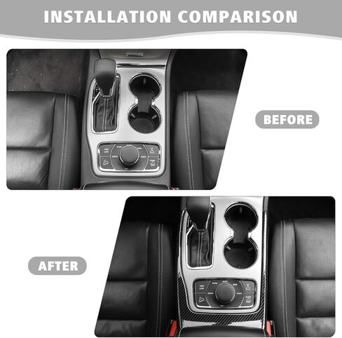 Jimen Compatible with Jeep Grand Cherokee 2014-2020, Gear Shift Overlay Cover Trim (Carbon Fiber) in Saudi Arabia