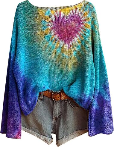 Boho Sweater for Women Vintage Ethnic Floral Print Graphic Sweatshirt Plus Size Y2K Cute Pullover Knit Tops 2025 Fall in Saudi Arabia