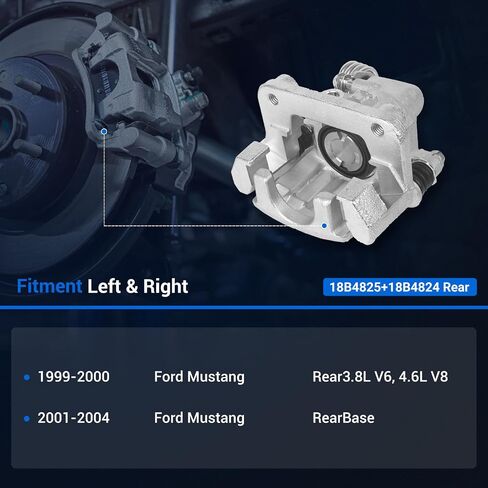 Autoround 18B4825 18B4824 مكابح الفرامل الخلفية مع دعامة مناسبة لـ 1999-2004 Ford Mustang، كلا جانب السائق والراكب in Saudi Arabia