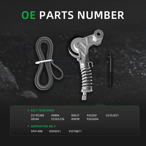 Engine Serpentine Belt Drive Kit with Bolt Fit for Chevrolet Cruze 2012-2015, Fit for Cruze Limited 2016 - DOHC L4 1.4L, Serpentine Belt Drive Component Kit OE 90K-38344A 25195388 5PK1400 in Saudi Arabia