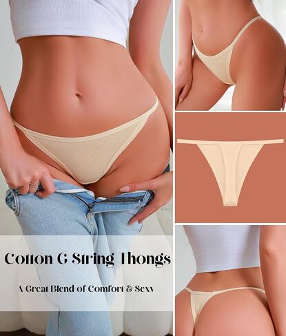 6 Pack Cotton Underwear for Women Pack Low Rise Breathable Thongs for Women Panties Stretch T-back Tangas in Saudi Arabia