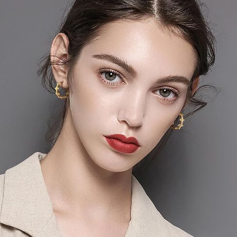 14K Gold Hoop Earrings for Women 14K Gold Earrings for Women Hoop Earring for Womens Hoops Delicately Placed Round Beads Dainty Unique Hoops Earring for Womens 25mm in Saudi Arabia