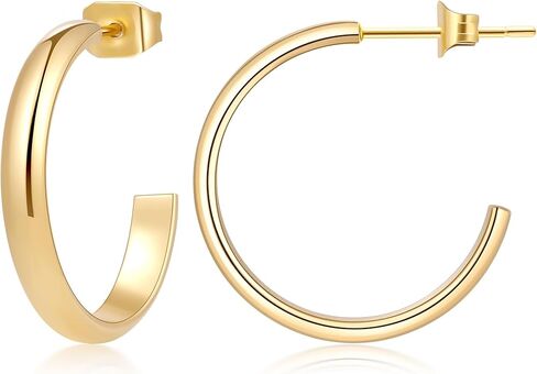 أقراط سوفيسي 3 ملم مطلية بالذهب عيار 14 قيراط، حلق حلقي مضاد للحساسية للنساء 25 ملم in Kuwait