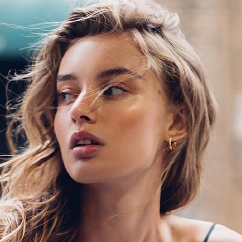 أقراط سوفيسي 3 ملم مطلية بالذهب عيار 14 قيراط، حلق حلقي مضاد للحساسية للنساء 25 ملم in Kuwait