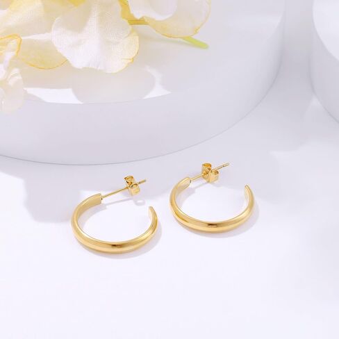 أقراط سوفيسي 3 ملم مطلية بالذهب عيار 14 قيراط، حلق حلقي مضاد للحساسية للنساء 25 ملم in Kuwait