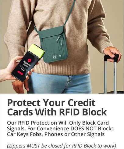 Premium Neck Wallet Travel Pouch and Passport Holder, RFID Protected, Fits Passport with cover. Passport Holder Neck For Men and Women in Kuwait