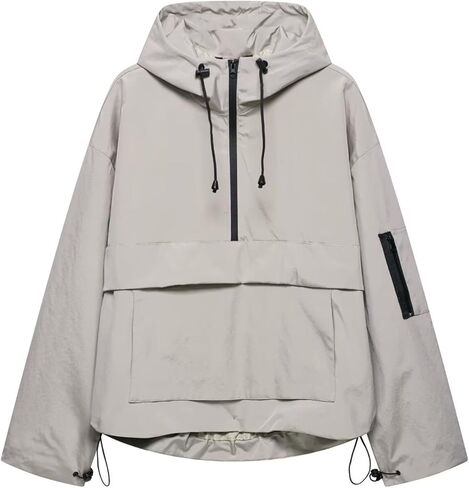 Xunger Women's Oversized Hoodie Jacket Long Sleeve Street Fashion Sweatshirt Casual Pullover with Pocket in Kuwait