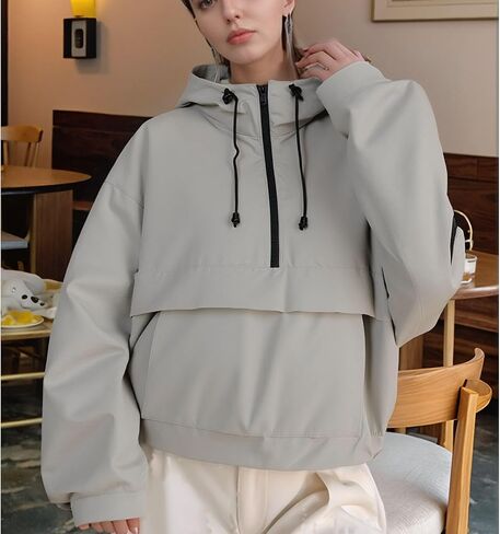 Xunger Women's Oversized Hoodie Jacket Long Sleeve Street Fashion Sweatshirt Casual Pullover with Pocket in Kuwait