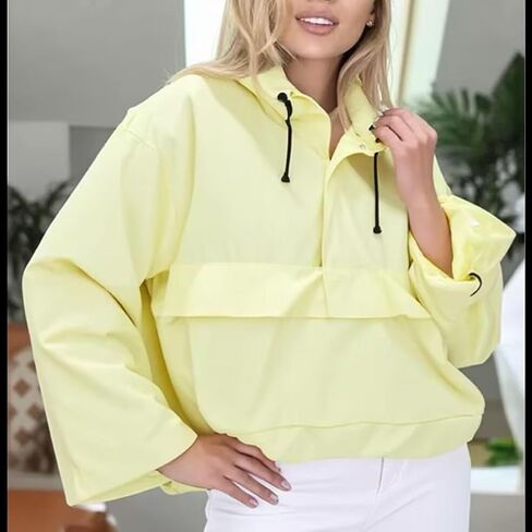Xunger Women's Oversized Hoodie Jacket Long Sleeve Street Fashion Sweatshirt Casual Pullover with Pocket in Kuwait