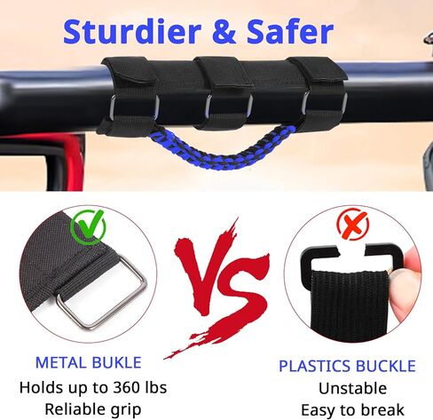 مقابض الاستيلاء على Jeep ، 4 حزمة Roll Bar Grab Bandles مع قبضة مشبك المعادن متوافق مع Jeep Wrangler 1955-2024 JT JL TJ CJ YJ in Kuwait