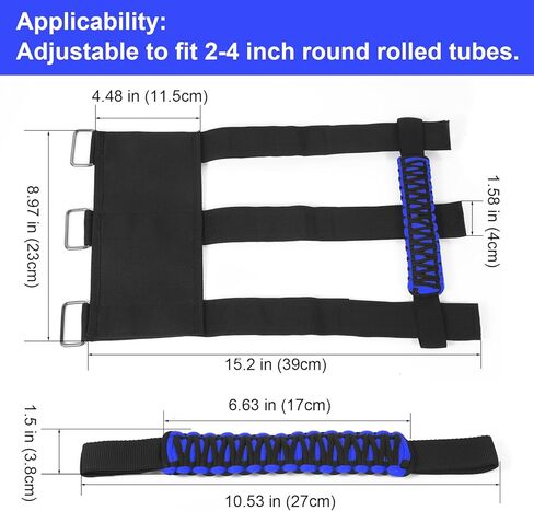 مقابض الاستيلاء على Jeep ، 4 حزمة Roll Bar Grab Bandles مع قبضة مشبك المعادن متوافق مع Jeep Wrangler 1955-2024 JT JL TJ CJ YJ in Kuwait