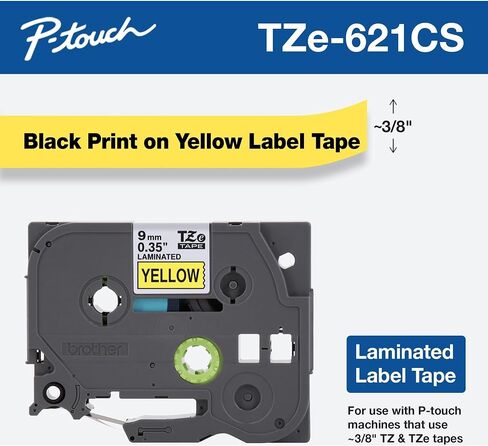 Brother Genuine P-touch TZE-S631 Tape, 1/2" (0.47") Wide Extra-Strength Adhesive Laminated Tape, Black on Yellow, Laminated for Indoor or Outdoor Use, Water-Resistant,0.47" x 26.2' (12mm x 8M),TZES631 in Saudi Arabia