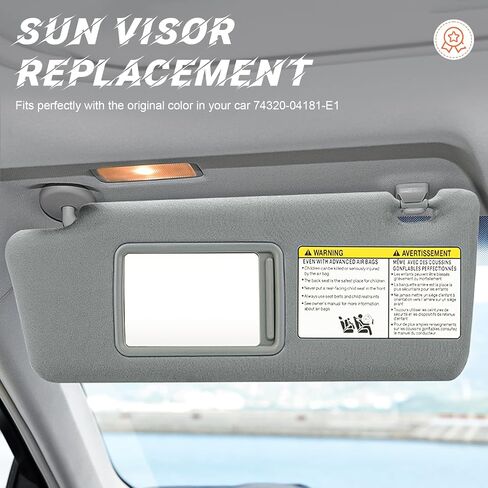 Gray Driver Left Side Sun Visor Replacement Compatible with Toyota Tacoma 2005 2006 2007 2008 2009 2010 2011 2012 Replace 74320-04181-E1 in Saudi Arabia
