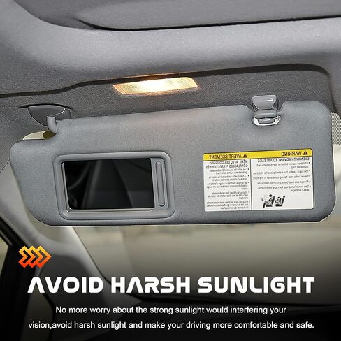 Gray Driver Left Side Sun Visor Replacement Compatible with Toyota Tacoma 2005 2006 2007 2008 2009 2010 2011 2012 Replace 74320-04181-E1 in Saudi Arabia