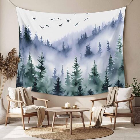 Tapestry Wall Hanging Watercolor Fog Forest Scenery Nature Room Decor Tapestries for Bedroom Living Room College Dorm Aesthetic Large 59x79 Inch in Saudi Arabia