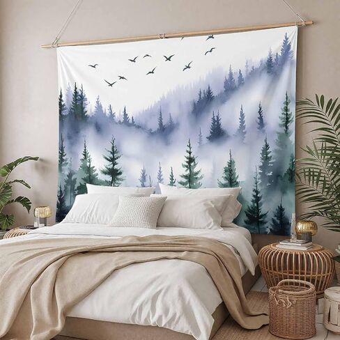 Tapestry Wall Hanging Watercolor Fog Forest Scenery Nature Room Decor Tapestries for Bedroom Living Room College Dorm Aesthetic Large 59x79 Inch in Saudi Arabia