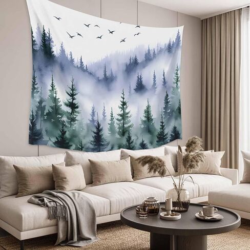 Tapestry Wall Hanging Watercolor Fog Forest Scenery Nature Room Decor Tapestries for Bedroom Living Room College Dorm Aesthetic Large 59x79 Inch in Saudi Arabia