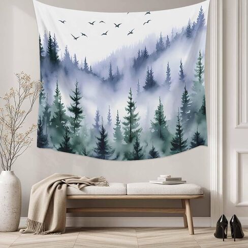 Tapestry Wall Hanging Watercolor Fog Forest Scenery Nature Room Decor Tapestries for Bedroom Living Room College Dorm Aesthetic Large 59x79 Inch in Saudi Arabia