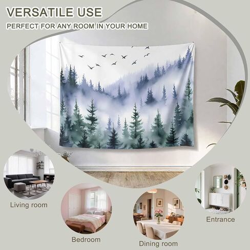 Tapestry Wall Hanging Watercolor Fog Forest Scenery Nature Room Decor Tapestries for Bedroom Living Room College Dorm Aesthetic Large 59x79 Inch in Saudi Arabia