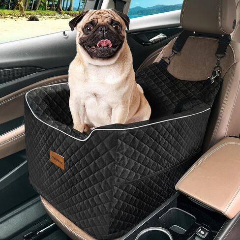 Dog Car Seat for Medium/Large Dogs,Dog Booster Seat for Dogs Under 60 lbs or 2 Small Dogs,Multi-Functional Washable Pet Car Seat with Thick Cushion,2 Safety Leashes, Snack Pockets & Travel Dog Bed in Kuwait
