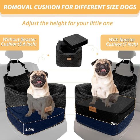 Dog Car Seat for Medium/Large Dogs,Dog Booster Seat for Dogs Under 60 lbs or 2 Small Dogs,Multi-Functional Washable Pet Car Seat with Thick Cushion,2 Safety Leashes, Snack Pockets & Travel Dog Bed in Kuwait