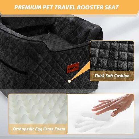 Dog Car Seat for Medium/Large Dogs,Dog Booster Seat for Dogs Under 60 lbs or 2 Small Dogs,Multi-Functional Washable Pet Car Seat with Thick Cushion,2 Safety Leashes, Snack Pockets & Travel Dog Bed in Kuwait