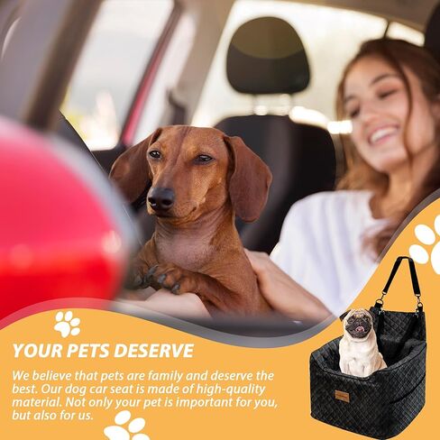 Dog Car Seat for Medium/Large Dogs,Dog Booster Seat for Dogs Under 60 lbs or 2 Small Dogs,Multi-Functional Washable Pet Car Seat with Thick Cushion,2 Safety Leashes, Snack Pockets & Travel Dog Bed in Kuwait