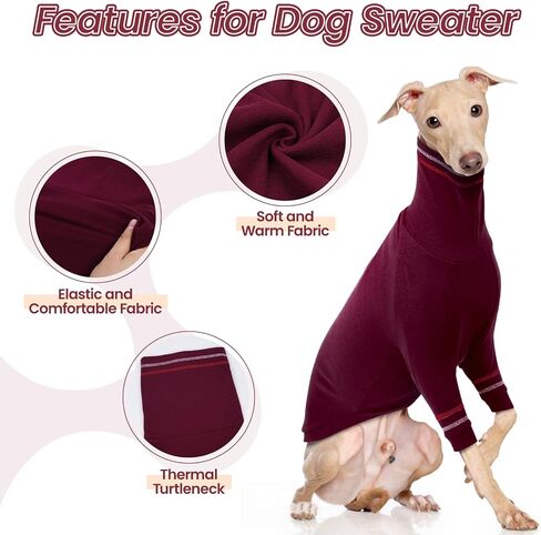 Greyhound Dog Sweater, Italian Greyhound Coat for Medium Dogs, Whippet Pullover Turtleneck Stretchy Knit Sweatshirt, Greyhound Thermal Clothes Pajamas Sighthounds Jumpsuit for Cold Weather M in Saudi Arabia