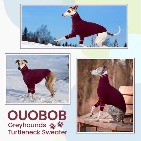 Greyhound Dog Sweater, Italian Greyhound Coat for Medium Dogs, Whippet Pullover Turtleneck Stretchy Knit Sweatshirt, Greyhound Thermal Clothes Pajamas Sighthounds Jumpsuit for Cold Weather M in Saudi Arabia
