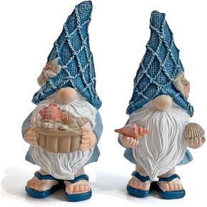 LIFFY Beach Theme Bathroom Gnome Statue - Coastal Christmas Decor - Beach Decor Christmas Gnomes - Coastal Holiday Birthday Gift Ideas, Garden Gnomes Outdoor, Beach Christmas Decorations in Kuwait