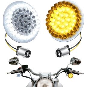 Deepfeel 2 بوصة 1157 كهرمان أمامي + أبيض LED إشارة الانعطاف وإضاءة الجري، ضوء تشغيل فرامل الدراجة النارية 800 Lumon لـ Harley Softail، Dyna، Sportster، Touring، Tri Glide in Kuwait