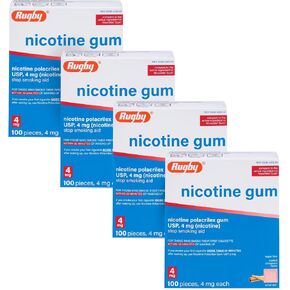 Rugby Polacrilex 4mg Nicotine Gum - Smoking and Vaping Quitting Aid - Sugar-Free - 100 Count - Coated Cinnamon Flavor (3 Pack) in Kuwait