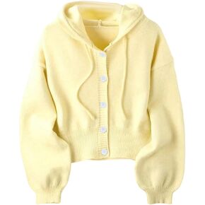 Women's Button Down Cardigan Long Sleeve Knit Hooded Cardigan Sweaters Outerwear Streetwear in Kuwait