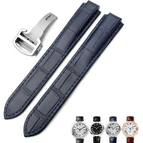 16mm 18mm 20mm Genuine Leather Watch Strap Black Blue Brown Deployment Buckle Watch Bands for Cartier Tank Solo Blue Ballon in Saudi Arabia