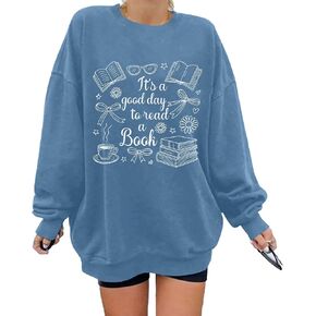 ALLTB Book Sweatshirts Women It’s a Good Day to Read Book Graphic Shirt Bookish Teacher Reading Pullover Long Sleeve Top in Saudi Arabia