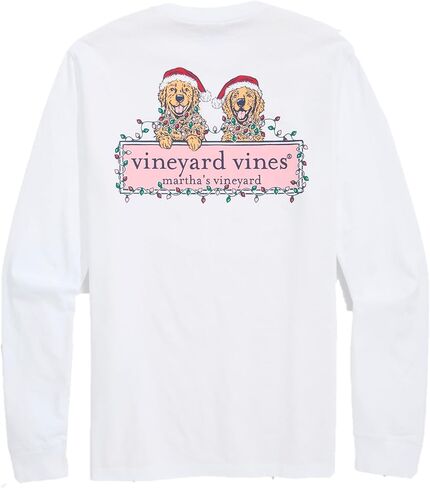 vineyard vines Men's String Lights Pups Logo Box Long-Sleeve Pocket Tee in Saudi Arabia