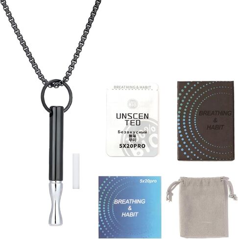 قلادة خالية من التنفس، قلادة التنفس للإقلاع عن التدخين، الفولاذ المقاوم للصدأ، جهاز استنشاق الإقلاع عن التدخين، خراطيش فلتر قابلة للاستبدال، عناصر تخفيف القلق لتخفيف التوتر in Kuwait