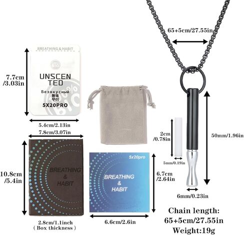قلادة خالية من التنفس، قلادة التنفس للإقلاع عن التدخين، الفولاذ المقاوم للصدأ، جهاز استنشاق الإقلاع عن التدخين، خراطيش فلتر قابلة للاستبدال، عناصر تخفيف القلق لتخفيف التوتر in Kuwait