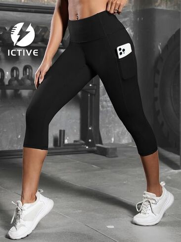 Women's Capris Yoga Pants with Pockets Running Pilates Fitness Running High Waisted Leggings 9014FM in Saudi Arabia