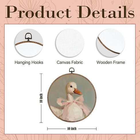 Coquette Pink Bow Duck بيضاوي جدار الفن مؤطر، Preppy Girly ديكور جدار بيضاوي، خمر بطة جرلي معلقة قماش يطبع منحوتات الحائط للفتيات غرفة النوم ديكور غرفة النوم، 8.5x11.5 بوصة in Saudi Arabia