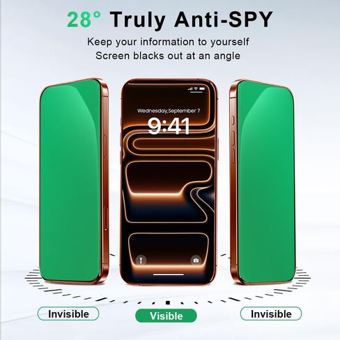 2 Pack for iPhone 16 Pro Max Privacy Screen Protector Tempered Glass for iPhone16ProMax 6.9inch Anti-Spy Private Glass Film Anti-Blue Light No Bubble Anti-Scratch Full Coverage Gradient Green in Saudi Arabia