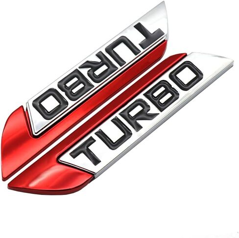 2Pcs Metal Turbo Logo Emblem, Nawpheki Automobiles 3D Turbo Side Fender Badge Car Decals Never Fade Trunk Nameplate Stickers in Saudi Arabia