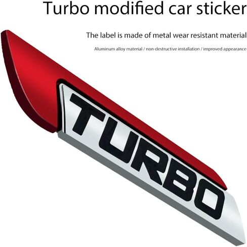 2Pcs Metal Turbo Logo Emblem, Nawpheki Automobiles 3D Turbo Side Fender Badge Car Decals Never Fade Trunk Nameplate Stickers in Saudi Arabia