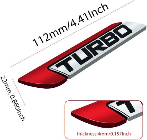 2Pcs Metal Turbo Logo Emblem, Nawpheki Automobiles 3D Turbo Side Fender Badge Car Decals Never Fade Trunk Nameplate Stickers in Saudi Arabia
