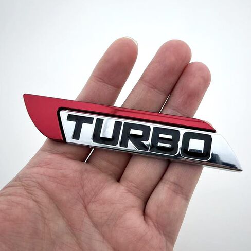 2Pcs Metal Turbo Logo Emblem, Nawpheki Automobiles 3D Turbo Side Fender Badge Car Decals Never Fade Trunk Nameplate Stickers in Saudi Arabia